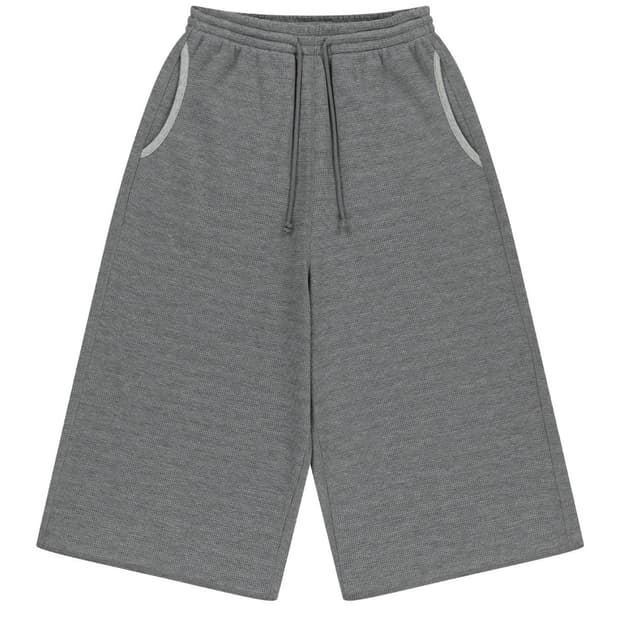 코이세이오 와플 카프리 팬츠 멜란지 그레이