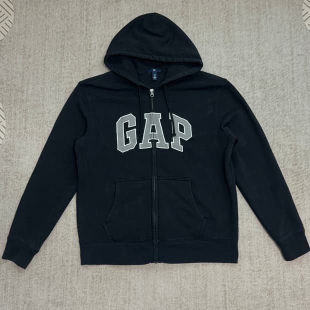 GAP 블랙 로고 후드집업 M