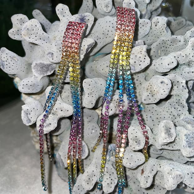 rainbow rhinestone earrings