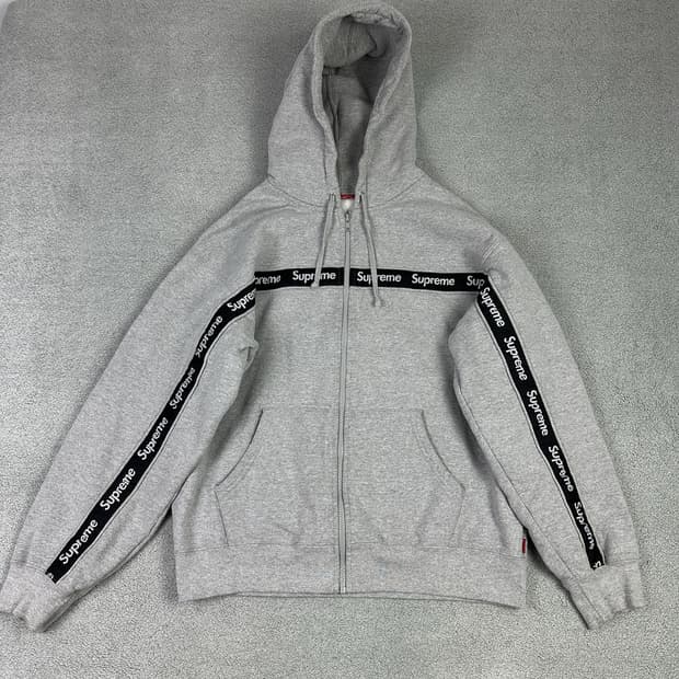슈프림 사이드라인 로고 후드집업 그레이