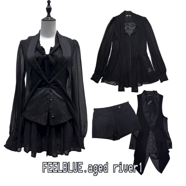 Goth vest lipservice blouse pants 3pcs