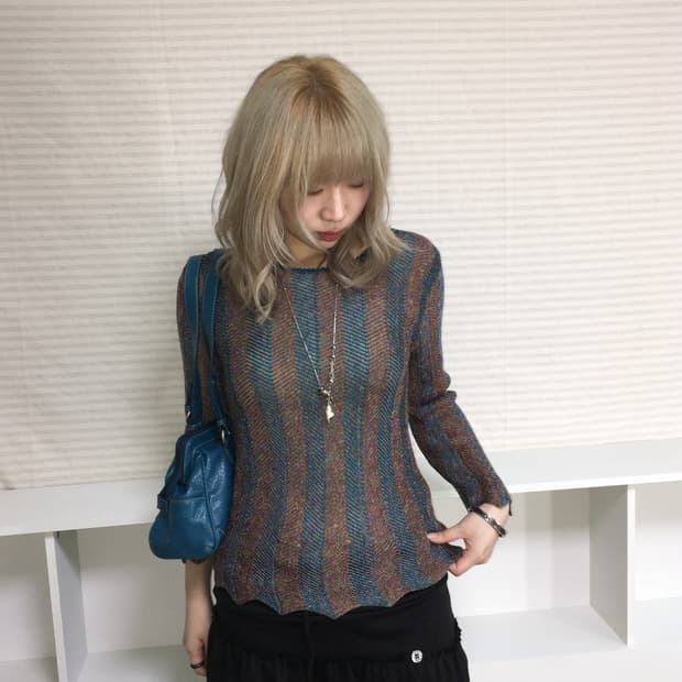 jpn vintage blue green bokashi slim knit