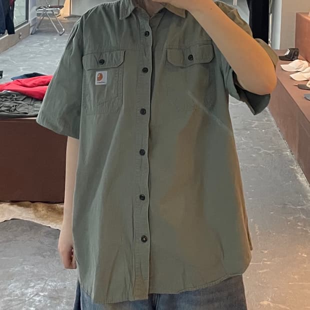 칼하트 카키 워크 반팔 셔츠 H2293