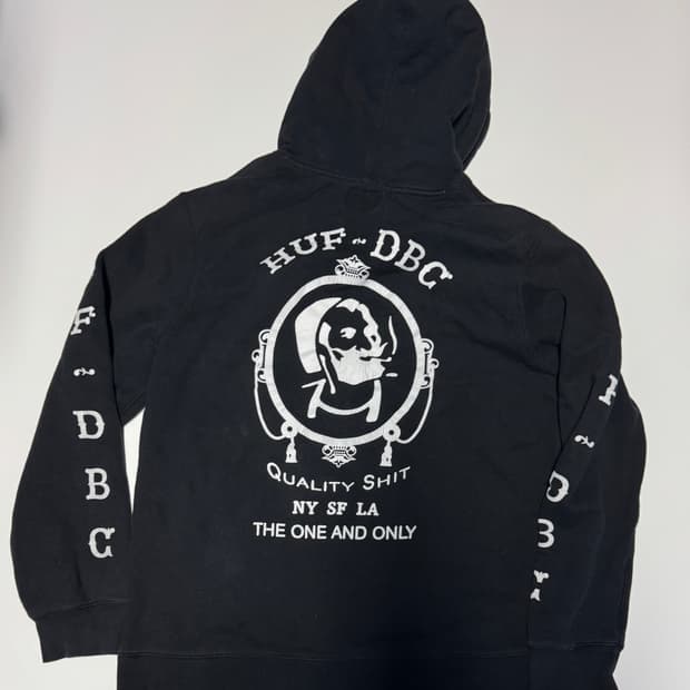 허프 Huf 뒷 프린팅 스트릿 기모 후드티 L 블랙