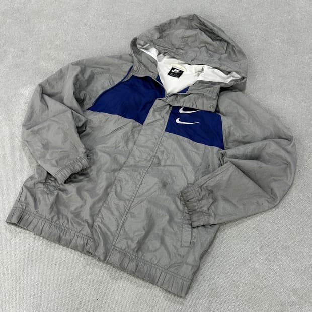 나이키 바람막이 후드 자켓 회색/네이비 m
