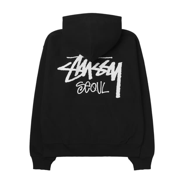 스투시 스탁 서울 후드 집업 블랙