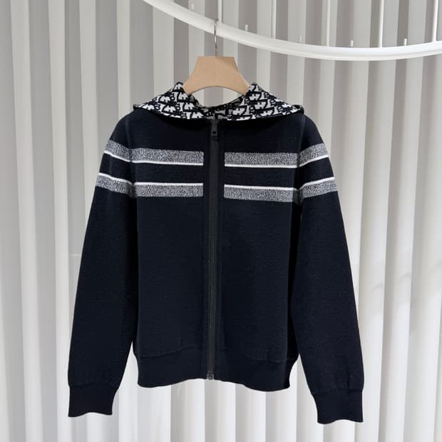 (S+/38) / 디올 리버서블 오블리크 캐시미어 후드집업 가디건