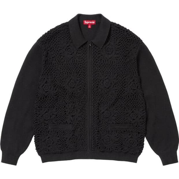 (10) 슈프림 크로쳇 집업 가디건 블랙 XL(새상품)