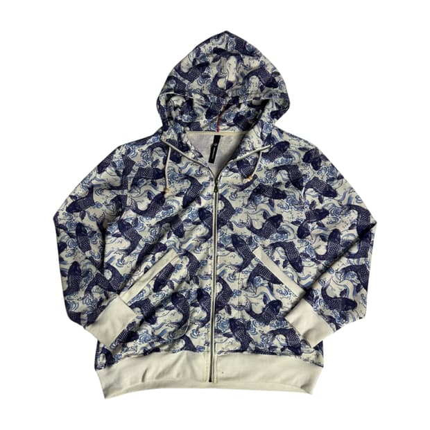 [HAIKARAYA] 오리엔탈 잉어프린팅 후드집업