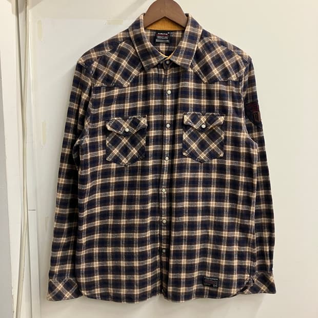 N108 푸부 후부 웨스턴 체크셔츠