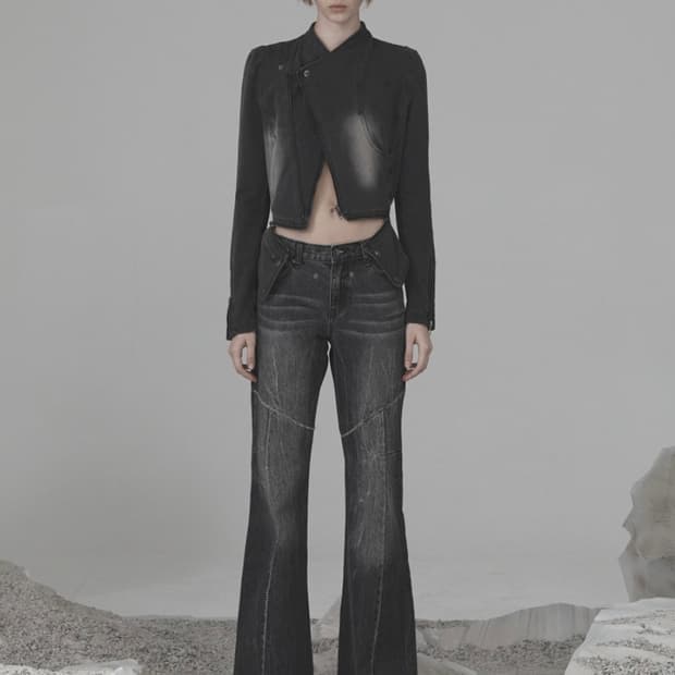 오호스 crack washed denim pants