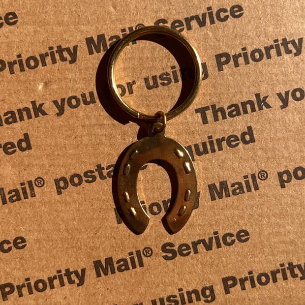90s vtg Horseshoe Lucky Metal Keyring