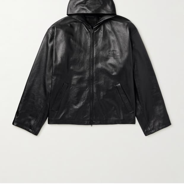 발렌시아가 오버사이즈 후드 레더 자켓