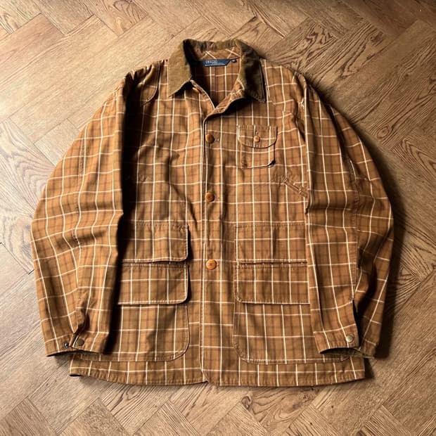 [M]폴로 랄프로렌 Made in USA 브라운 타탄체크 헌팅 자켓
