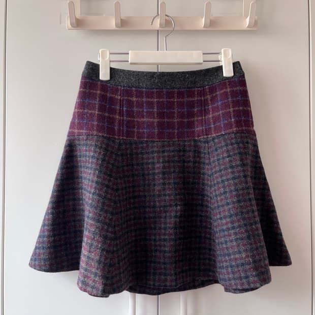 Kumikyoku x Moon 트위드 배색 플레어 스커트