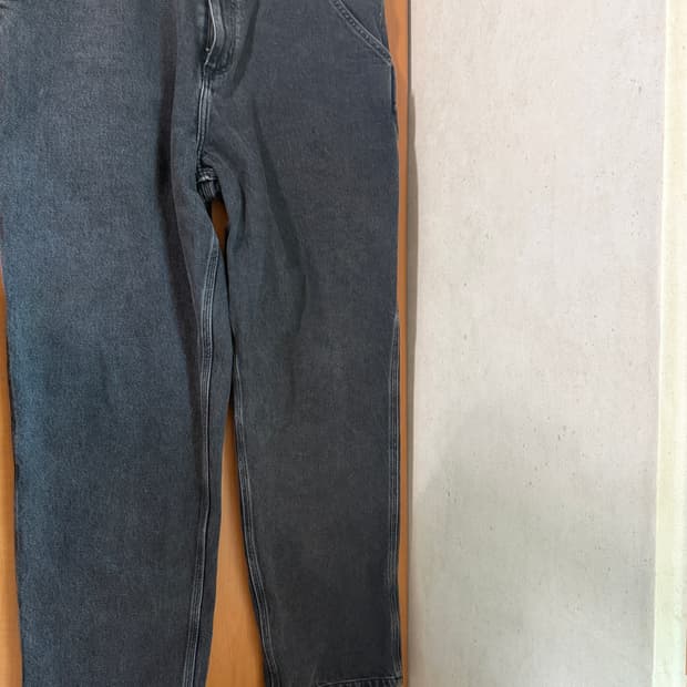 칼하트 WIP 싱글 니 팬츠 스미스 블랙 스톤 워시드 36x32