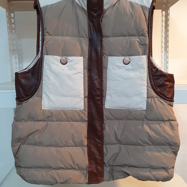 (M/66) LEMAREE 르마레 양가죽 배색 구스다운 패딩 조끼