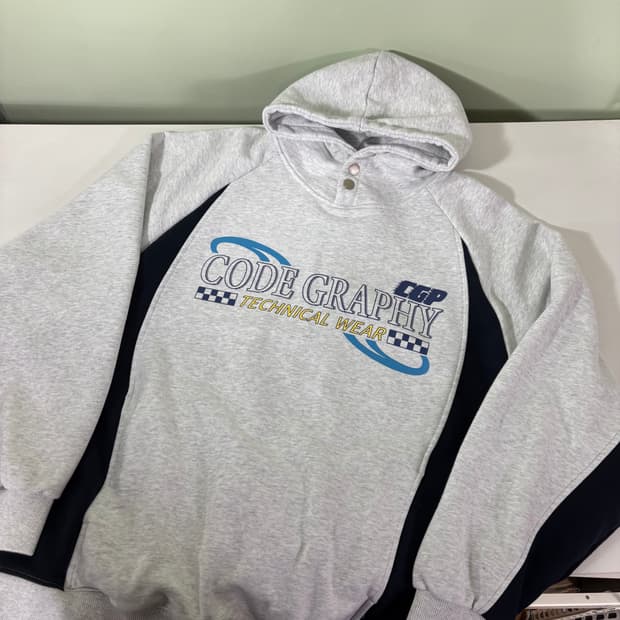 M 코드그라피 멜란지그레이 스포티브 후드티