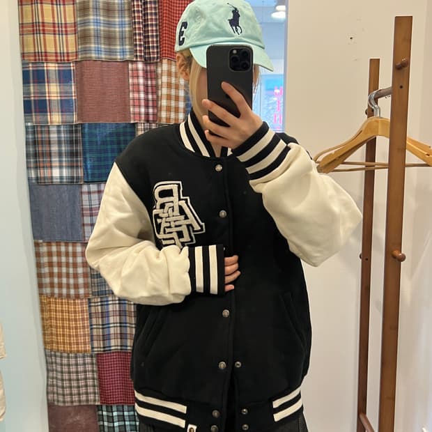 베이프 블랙 베이스볼 자켓