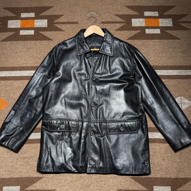 빈티지 발렌티노 카우레더 카 코트 L 소가죽 자켓