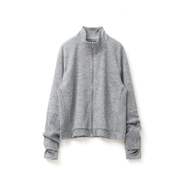 해칭룸 더블 슬리브 트랙 가디건 멜란지 그레이