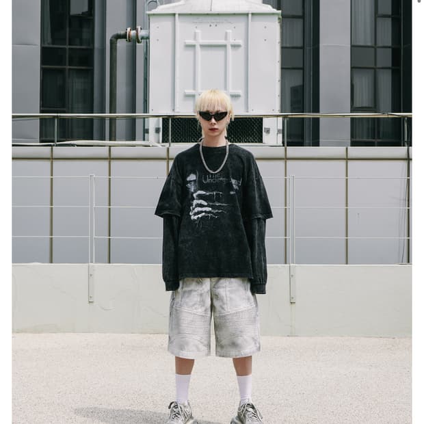 로어링라드 Racing bermuda denim pants_Dirty w