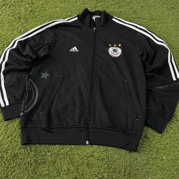 아디다스 독일 블랙 검흰 트랙탑 져지집업 100/L