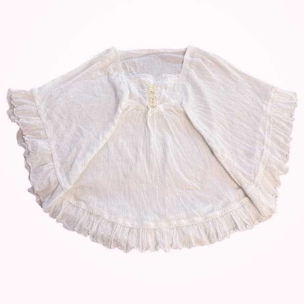 (이체시에눌) 일본 달천깔 페어리 생화이트 코르셋 포인트 케이프 블라우스