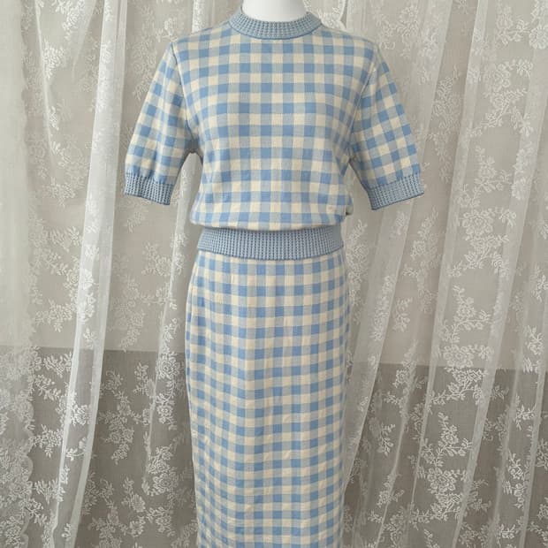 F) R2W SIHWA 시화 체크 니트 투피스