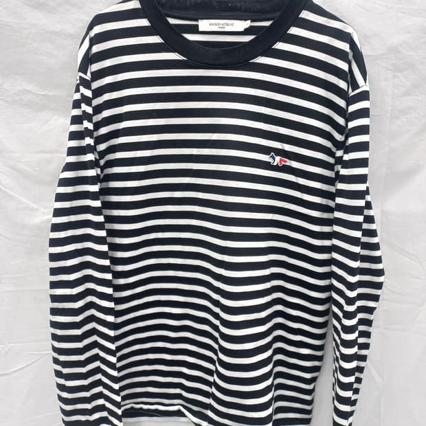 메종키츠네 스트라이프 긴팔 티셔츠 100