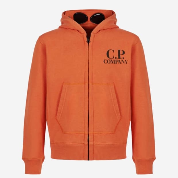 C.P컴퍼니 U16 베이직 플리스 고글 스웨트셔츠 하베스트 펌킨오렌지