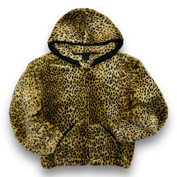 안나 수이 레오파드 패턴 플리스 후디 집업