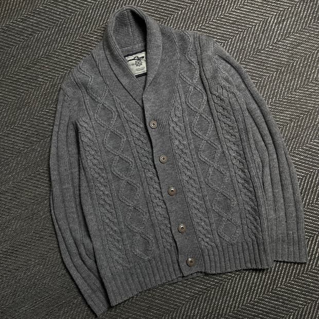 TRAD CLUB 케이블 꽈배기 니트 가디건 그레이y 5354