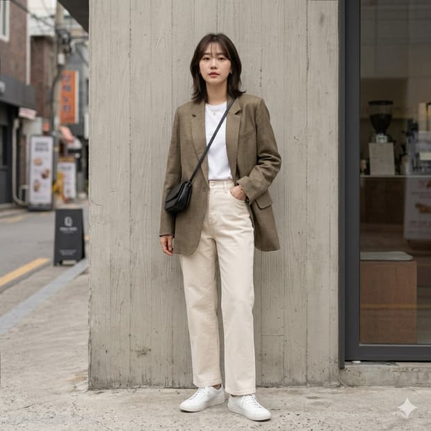 타임(TIME) 린넨 100% 테일러드 싱글 자켓