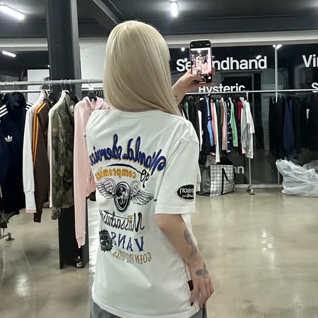 벤슨 타이어윙 백로고자수 화이트 반팔