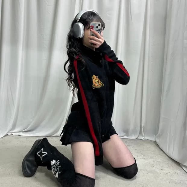 리본빈티지 폴로 니트집업 판매 y2k 블록코어 빈티지