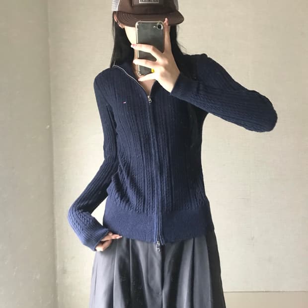 타미힐피거 네이비 니트집업