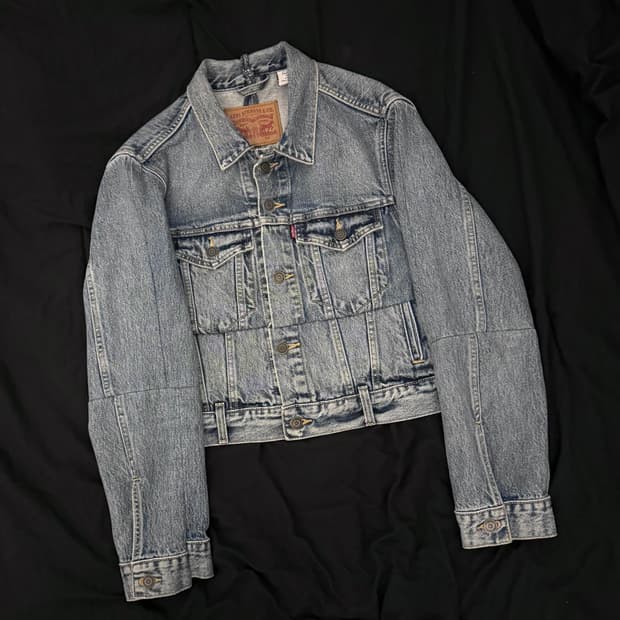 베트멍 x 리바이스 17ss 크롭 중청 데님자켓