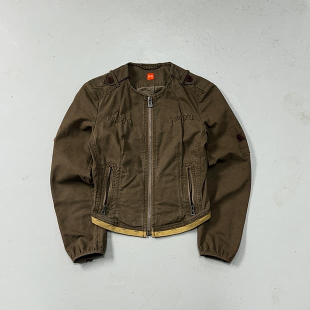 BOSS 브라운 논카라 자켓