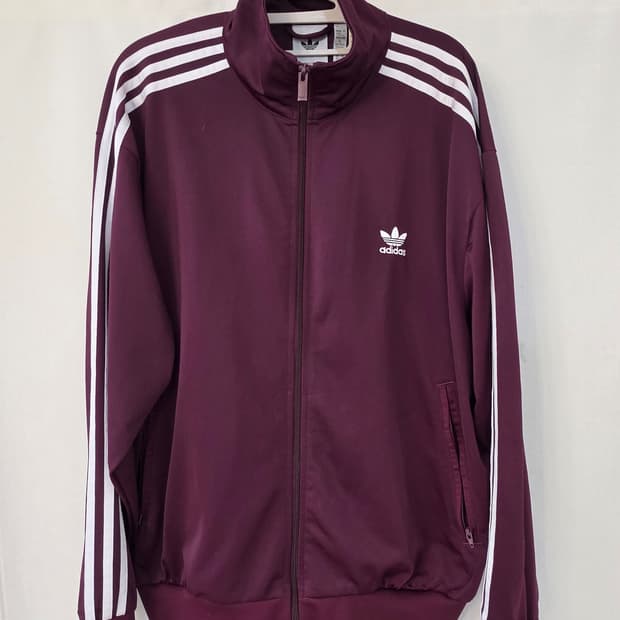 XL)아디다스 파이어버드 트랙탑 버건디 져지 집업