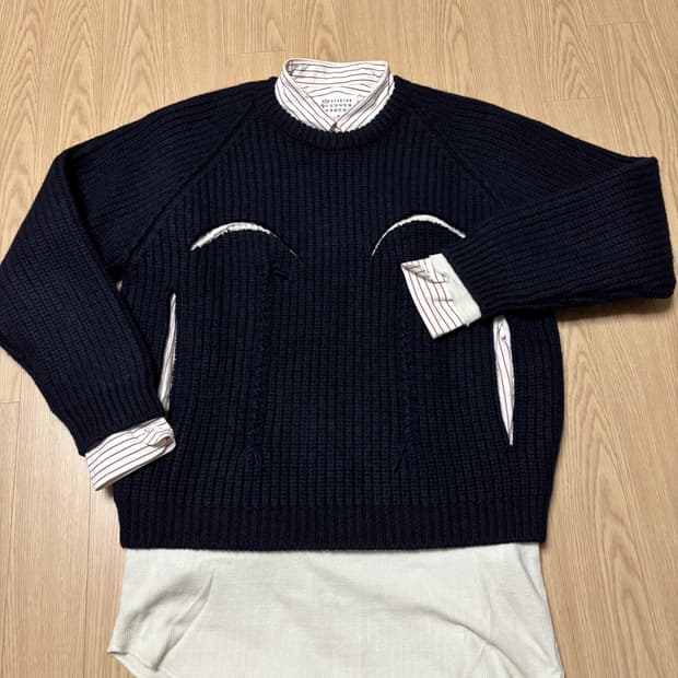 마르지엘라 네이비 3-piece 레이어드 니트