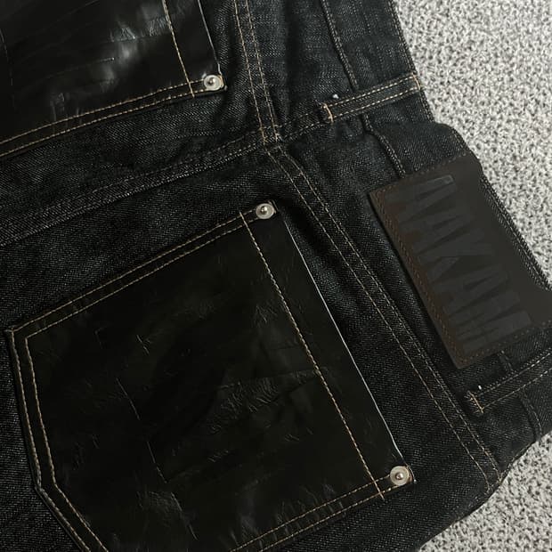 Leather Patch Denim Pants (Black)  1사이즈