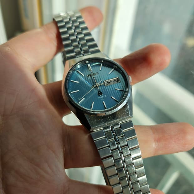 1980s 세이코 티파니블루 다이얼 타입2 쿼츠 빈티지 시계