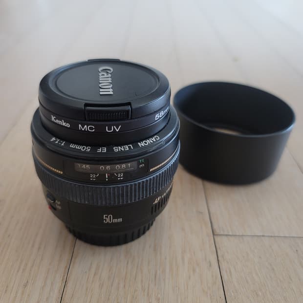 캐논 EF 50mm f1.4 USM 50.4 단렌즈 (쩜사)렌즈+ 후드