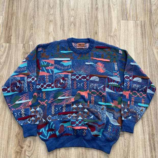 미쏘니 울 입체 패턴 니트