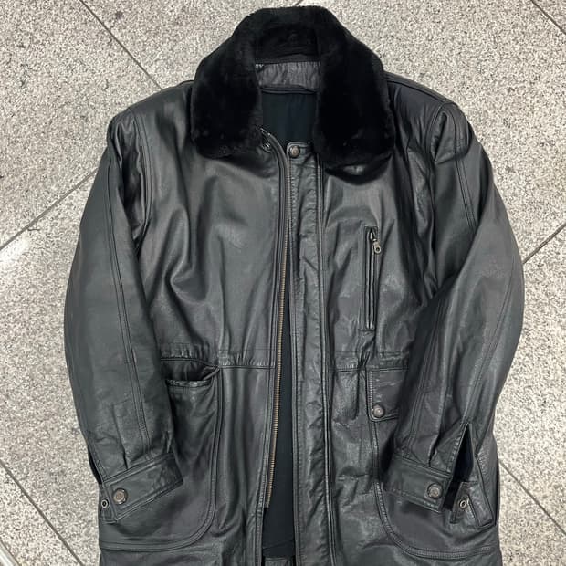 Xl) 빈티지 소가죽 퍼 레더 자켓