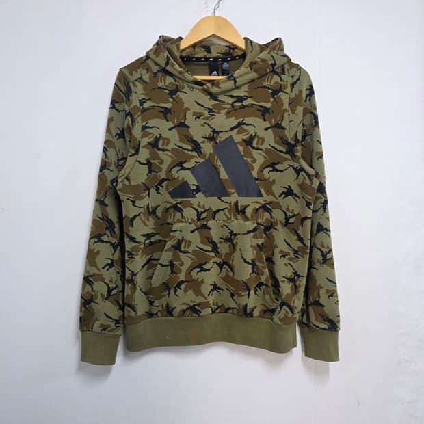 M 95 아디다스 카모 패턴 빅로고 후드티