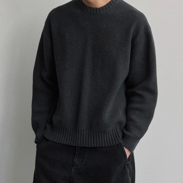 애습 인텔리 코튼 크루넥 니트