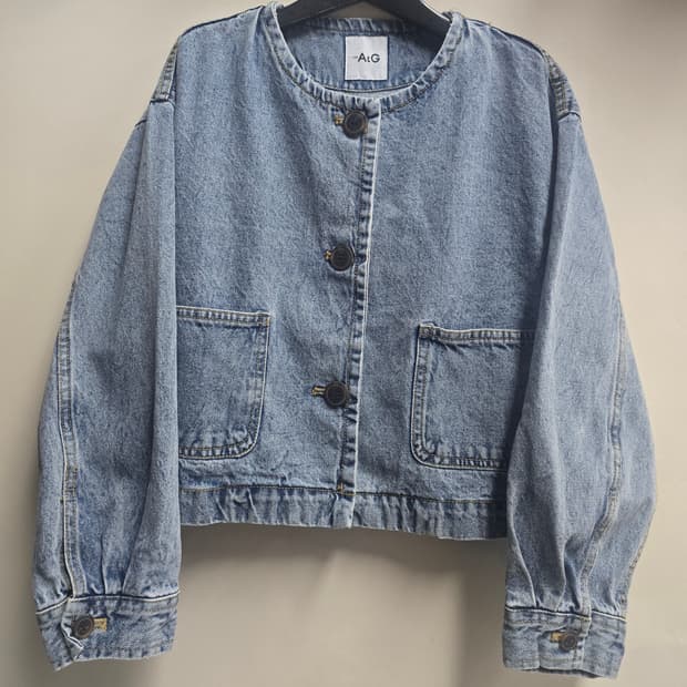 더 엣지 크롭 노카라 데님  자켓 66