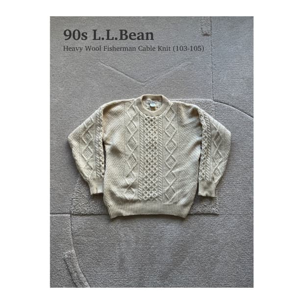 90s 엘엘빈 헤비울 피셔맨 케이블 니트 (103-105)